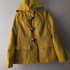 Old Navy Yellow Pea Coat – Hooded Toggle, Size M
